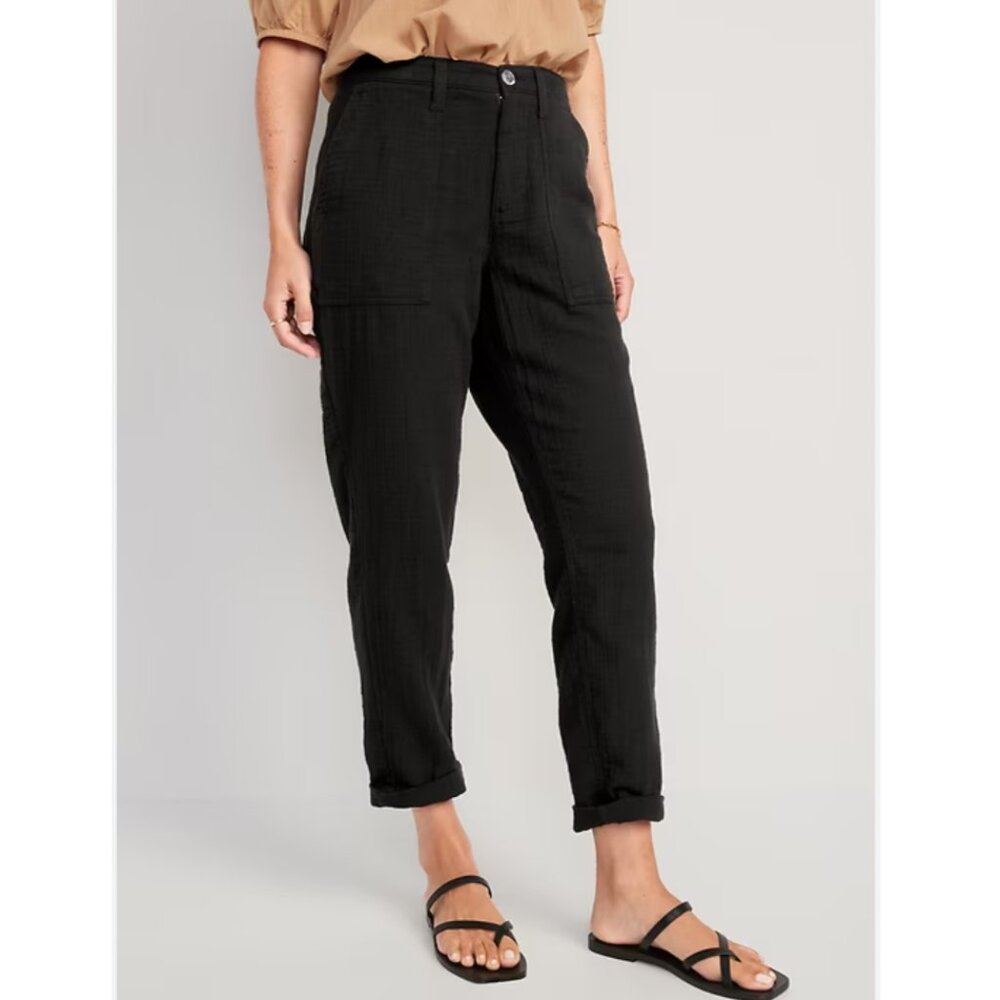 Old Navy cotton crinkle gauze pants black size 0